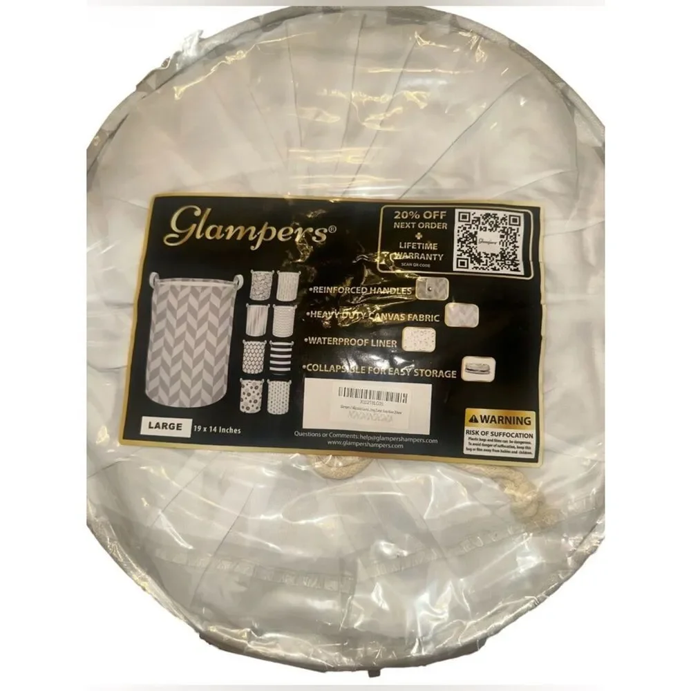 Glampers Gray and white Chevron Fabric Laundry Hamper - Home Accents